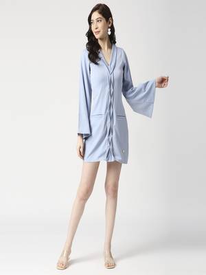 Powder blue front manipulated dress 5