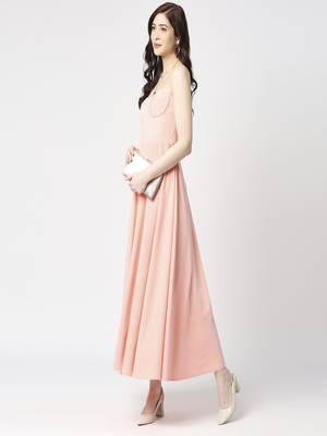 Peach anckle length dress 1