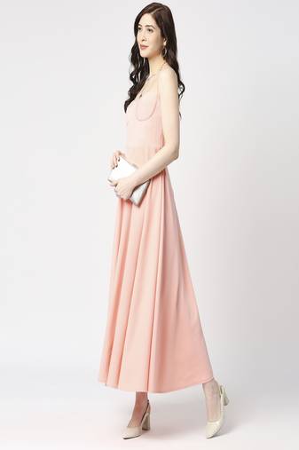 Peach anckle length dress