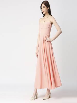 Peach anckle length dress 2