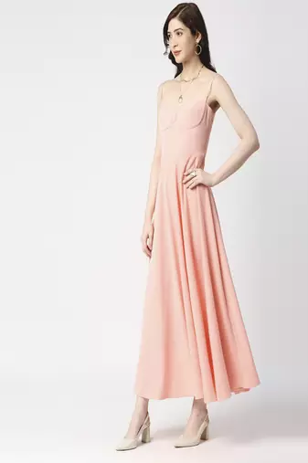 Peach anckle length dress