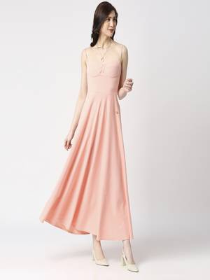 Peach anckle length dress 3