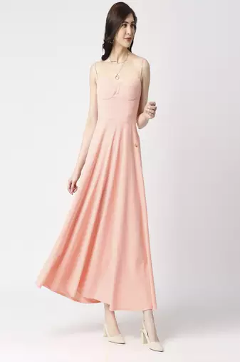 Peach anckle length dress