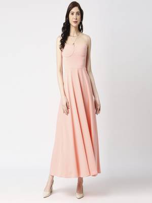 Peach anckle length dress 5
