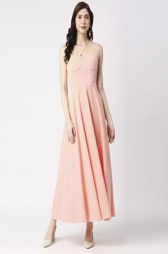 Peach anckle length dress