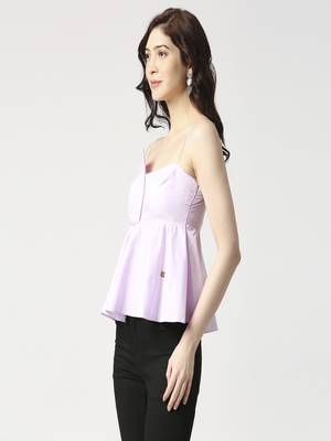 Lilac front flap peplum top 2