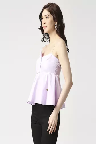 Lilac front flap peplum top