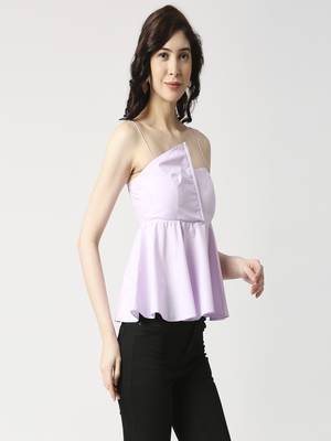 Lilac front flap peplum top 1