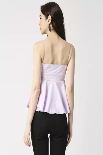 Lilac front flap peplum top