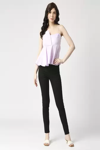 Lilac front flap peplum top