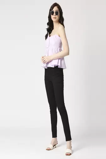 Lilac front flap peplum top