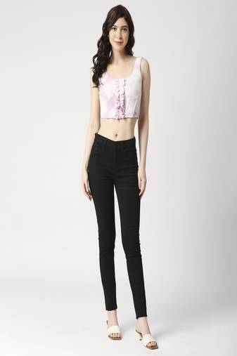 Tie dye centre front ruffle corset