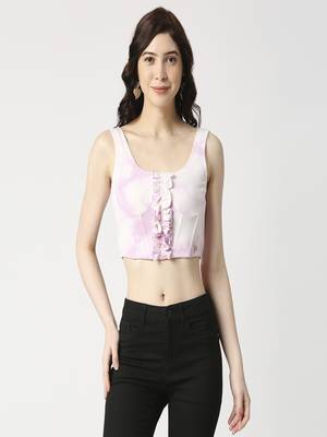 Tie dye centre front ruffle corset 3