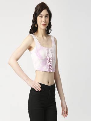 Tie dye centre front ruffle corset 4