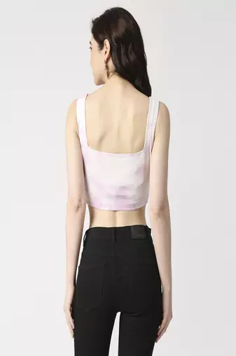 Tie dye centre front ruffle corset