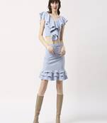 Cord-set- crop top and skirt ruffles