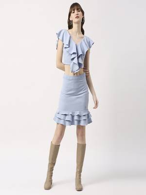 Cord-set- crop top and skirt ruffles 2