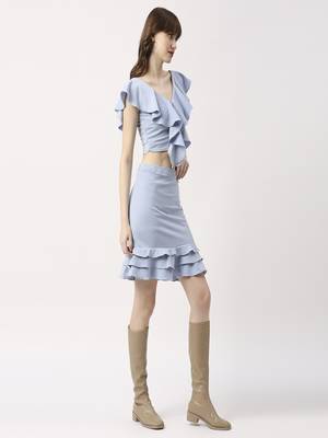 Cord-set- crop top and skirt ruffles 4