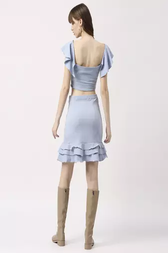 Cord-set- crop top and skirt ruffles