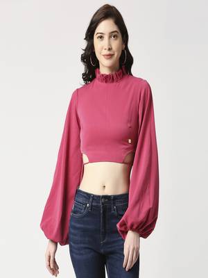 Ruffle neck crop top 1