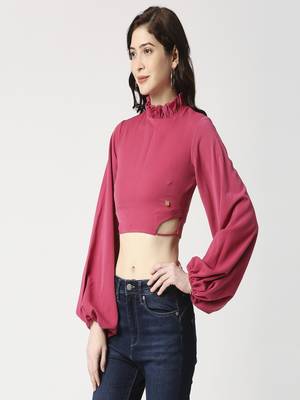 Ruffle neck crop top 2