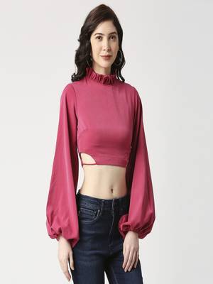 Ruffle neck crop top 3