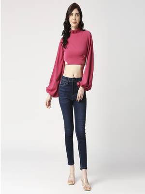 Ruffle neck crop top 5