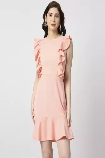 Peach ruffle dress