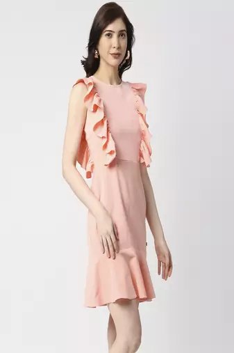 Peach ruffle dress