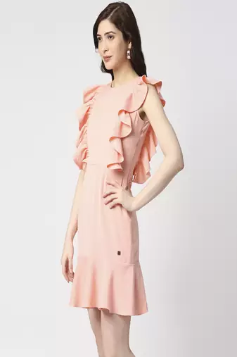 Peach ruffle dress