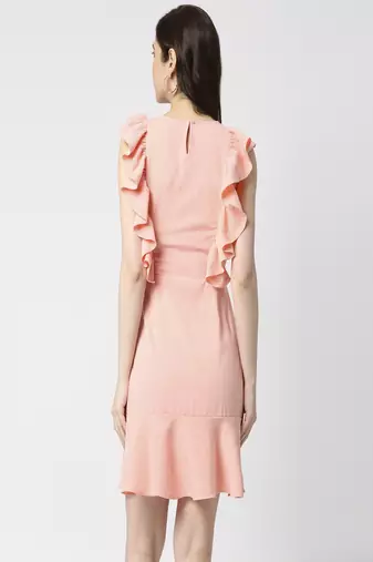 Peach ruffle dress