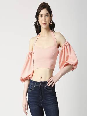 Peach tie-up crop top 1
