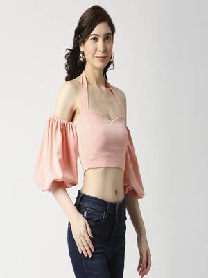 Peach tie-up crop top 3