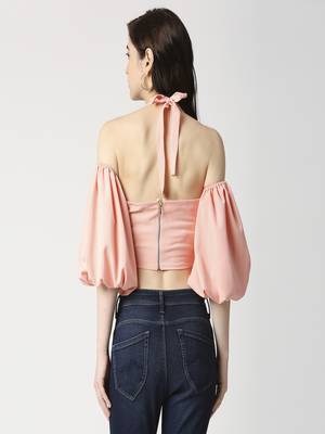 Peach tie-up crop top 4