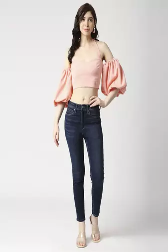 Peach tie-up crop top