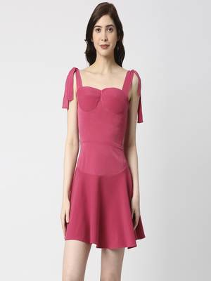Hot pink tie-up dress 1