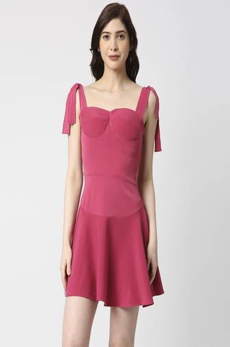 Hot pink tie-up dress