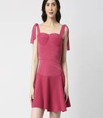 Hot pink tie-up dress