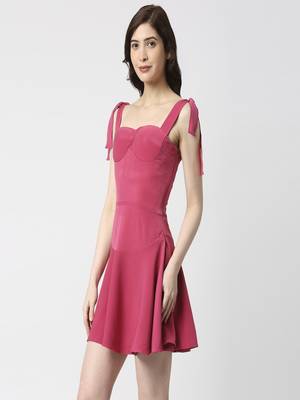 Hot pink tie-up dress 2