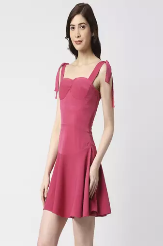 Hot pink tie-up dress