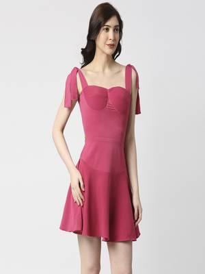 Hot pink tie-up dress 3