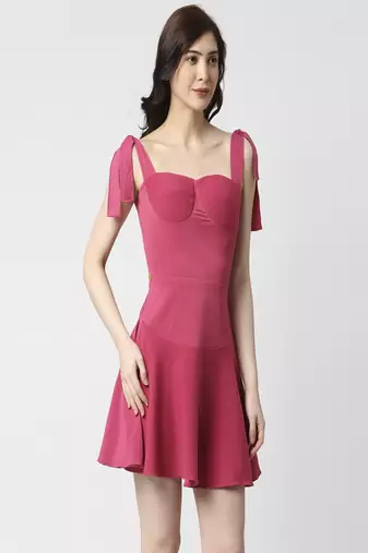 Hot pink tie-up dress