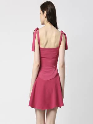 Hot pink tie-up dress 4