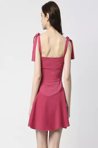 Hot pink tie-up dress