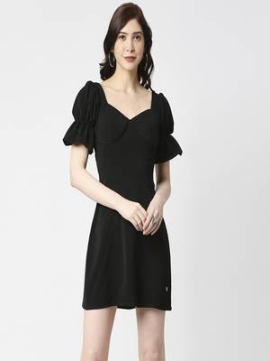 Black puff sleeve dress 1