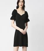 Black puff sleeve dress
