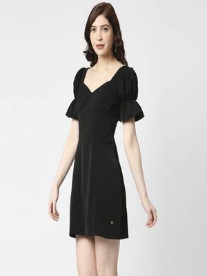 Black puff sleeve dress 2