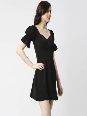 Black puff sleeve dress 3