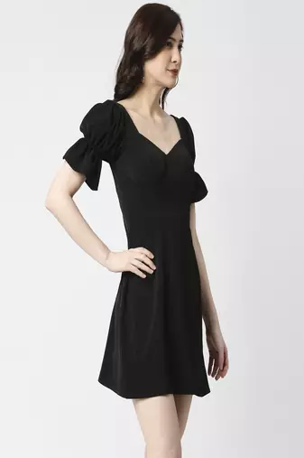 Black puff sleeve dress