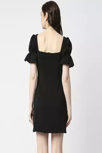 Black puff sleeve dress